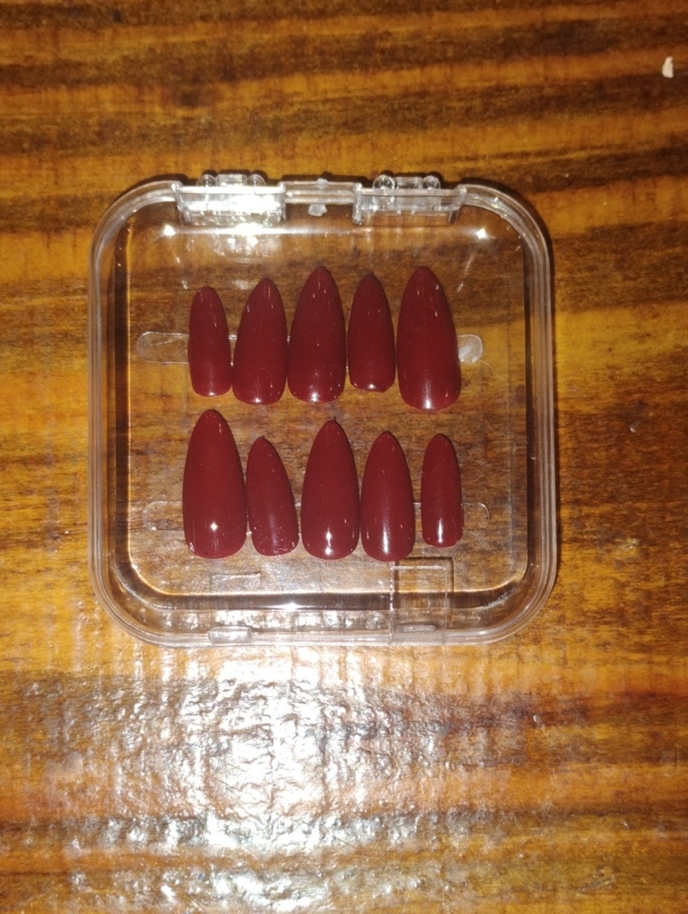 Handmade Burgundy Press-On Medium Almond Nails for Women